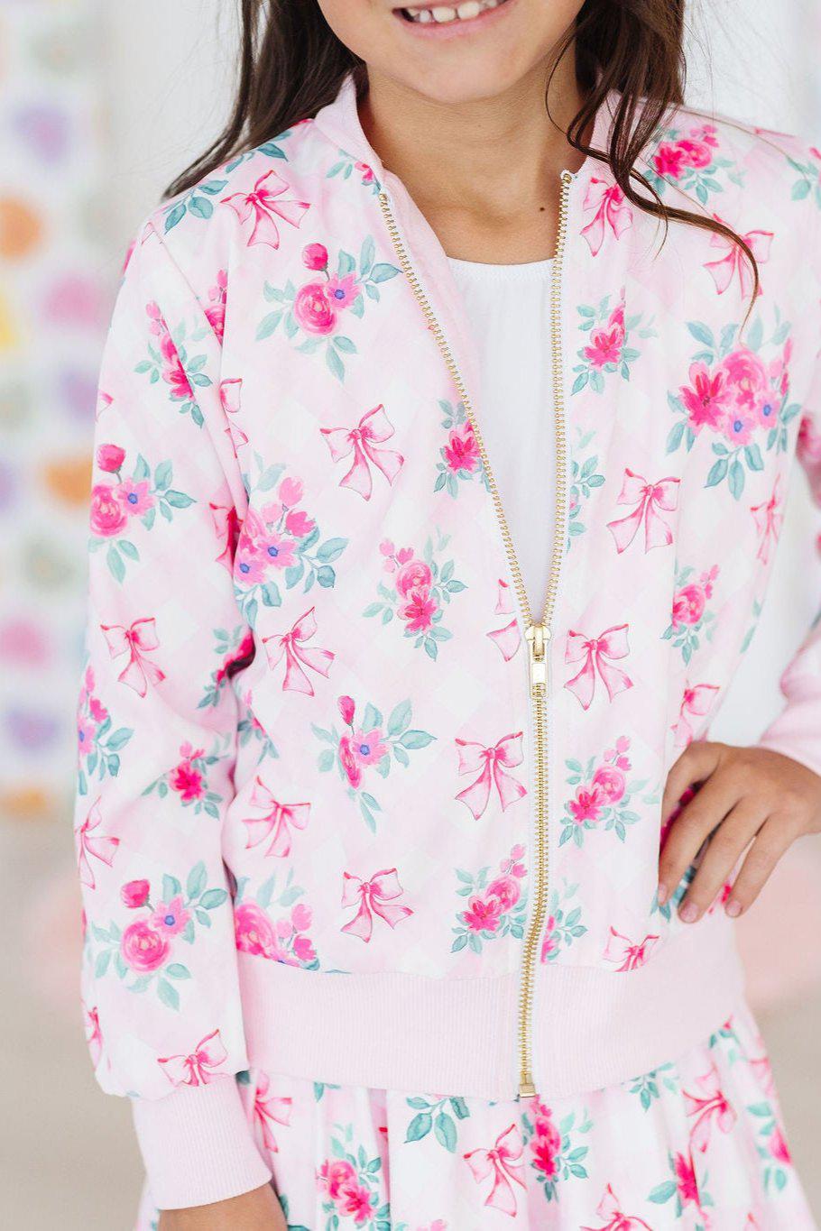 Gingham Bows Satin Jacket - Aaria Tees