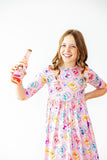 Girly Pop 3/4 Sleeve Pocket Twirl Dress - Aaria Tees Aaria Tees
