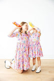 Girly Pop 3/4 Sleeve Pocket Twirl Dress - Aaria Tees Aaria Tees