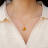 Yellow Chalcedony Pendant Necklace Aaria Tees