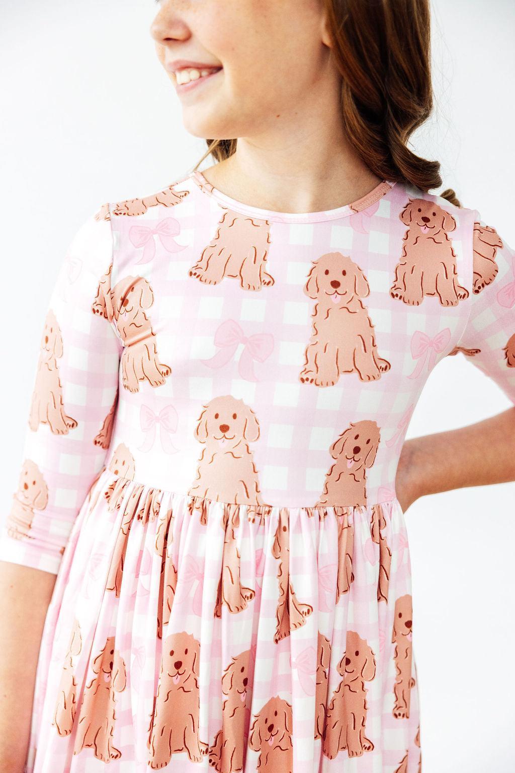 Goldendoodle 3/4 Sleeve Pocket Twirl Dress - Aaria Tees Aaria Tees