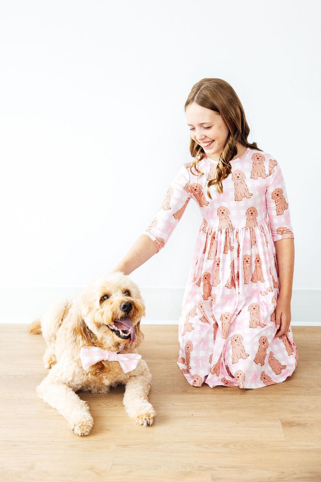 Goldendoodle 3/4 Sleeve Pocket Twirl Dress - Aaria Tees Aaria Tees