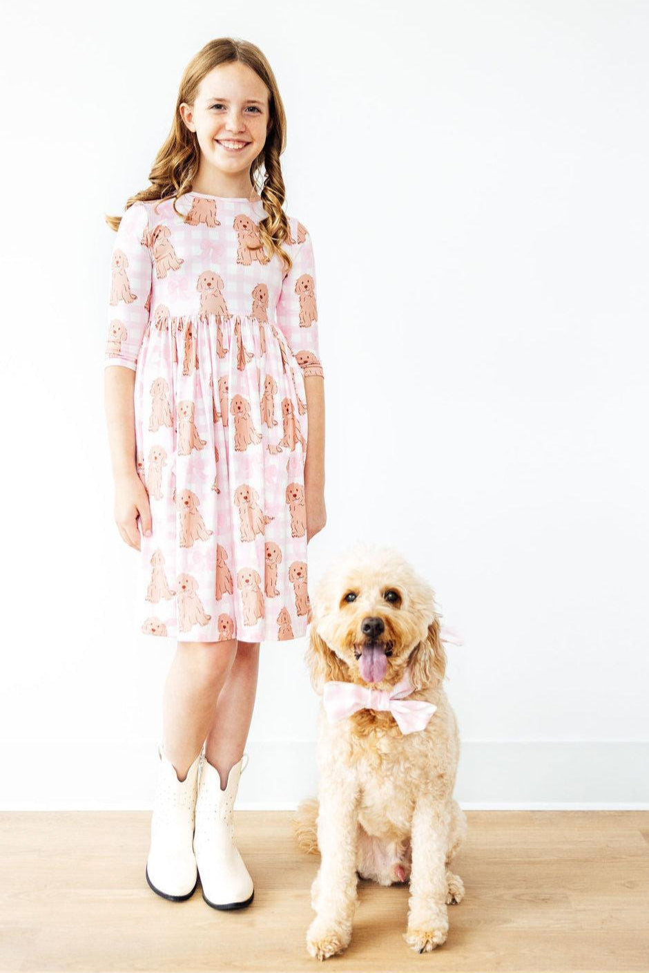 Goldendoodle 3/4 Sleeve Pocket Twirl Dress - Aaria Tees Aaria Tees