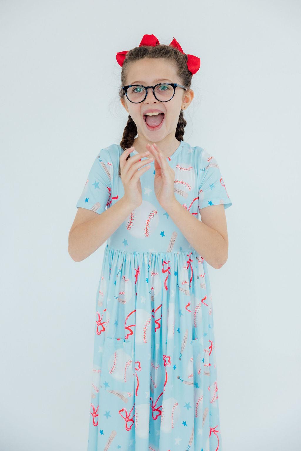 Grand Slam Glam S/S Pocket Twirl Dress - Aaria Tees Aaria Tees