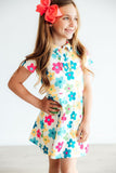 Groovy Blooms S/S Polo Dress - Aaria Tees Aaria Tees