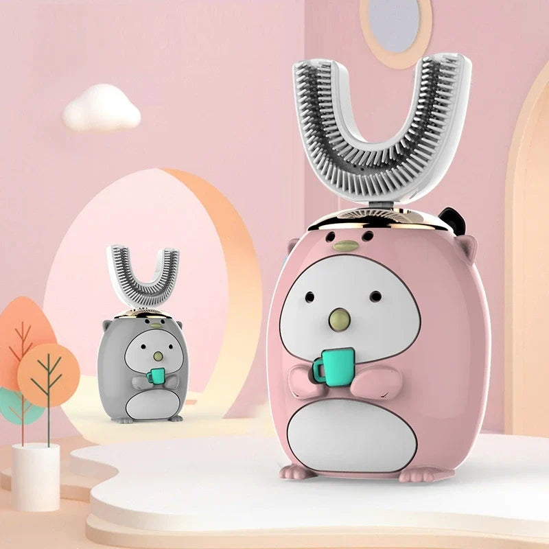 Smart U 360 Degrees Kids Sonic Electric Toothbrush Silicon USB Automatic Ultrasonic Teeth Tooth Brush Cartoon Pattern Children - Aaria Tees Aaria Tees