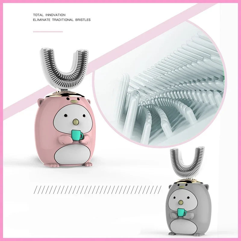 Smart U 360 Degrees Kids Sonic Electric Toothbrush Silicon USB Automatic Ultrasonic Teeth Tooth Brush Cartoon Pattern Children - Aaria Tees Aaria Tees