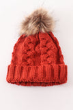 Caramel pompom  cable beanie hat - Aaria Tees Aaria Tees