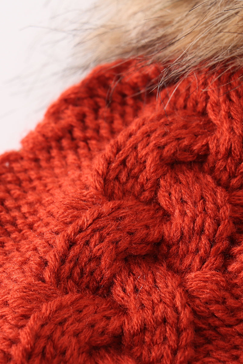Caramel pompom  cable beanie hat - Aaria Tees Aaria Tees