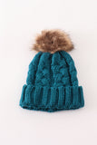 Teal pompom cable beanie hat - Aaria Tees Aaria Tees