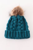 Teal pompom cable beanie hat - Aaria Tees Aaria Tees