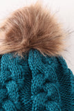Teal pompom cable beanie hat - Aaria Tees Aaria Tees