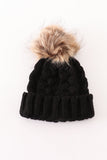 Black pompom cable beanie hat - Aaria Tees Aaria Tees