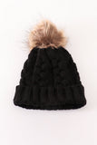 Black pompom cable beanie hat - Aaria Tees Aaria Tees