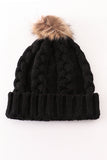 Black pompom cable beanie hat - Aaria Tees Aaria Tees