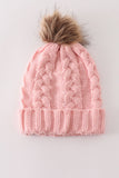Pink pompom cable beanie hat - Aaria Tees Aaria Tees