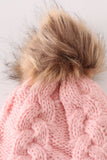 Pink pompom cable beanie hat - Aaria Tees Aaria Tees