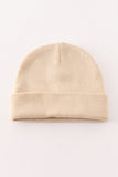 Beige ribbed basic knit beanie hat - Aaria Tees Aaria Tees