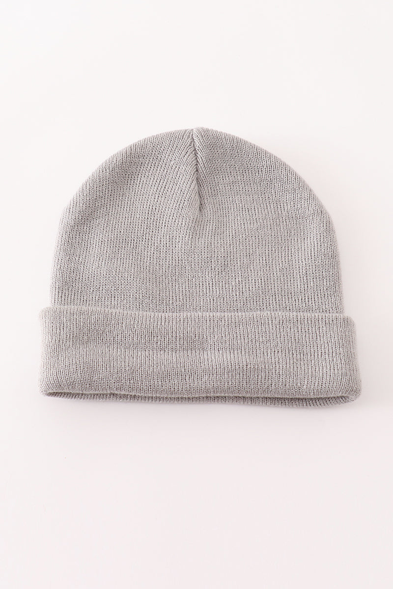 Grey ribbed basic knit beanie hat - Aaria Tees Aaria Tees