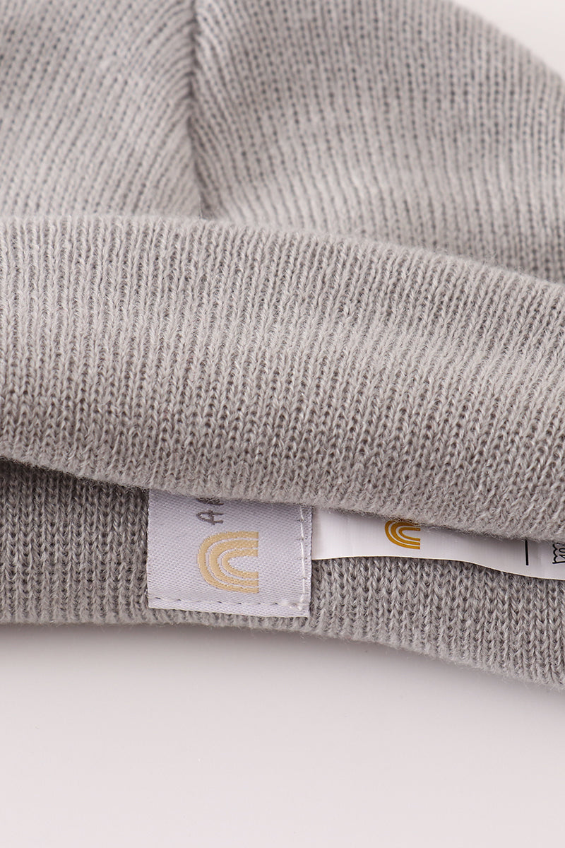Grey ribbed basic knit beanie hat - Aaria Tees Aaria Tees