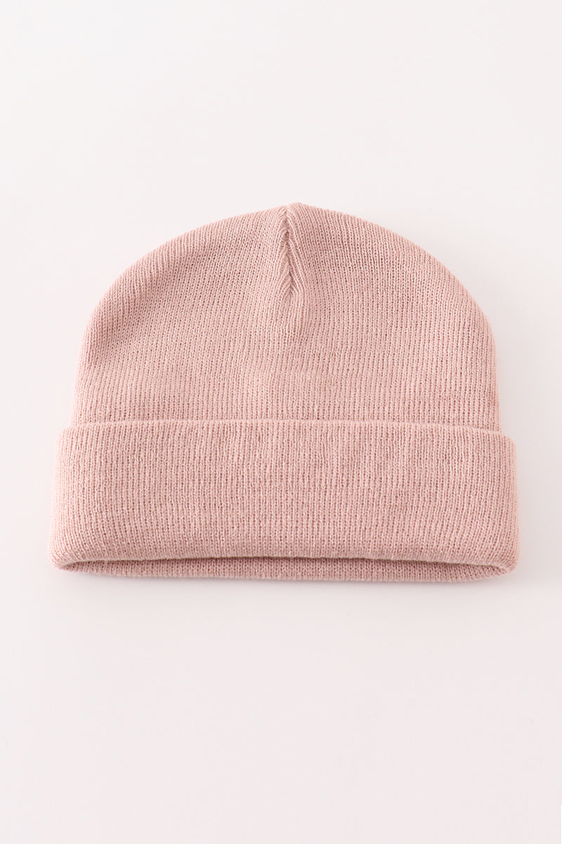 Pink ribbed basic knit beanie hat - Aaria Tees Aaria Tees