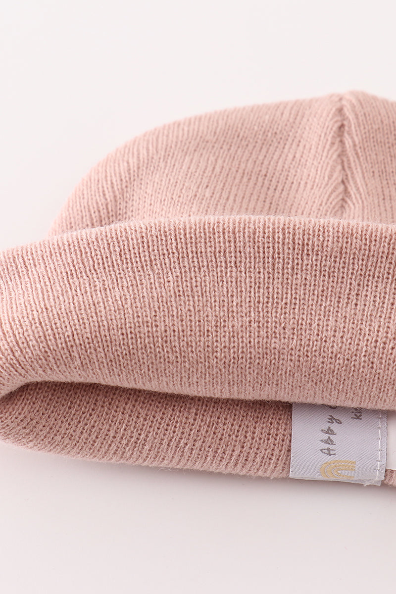 Pink ribbed basic knit beanie hat - Aaria Tees Aaria Tees