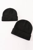 Black ribbed basic knit beanie hat - Aaria Tees Aaria Tees