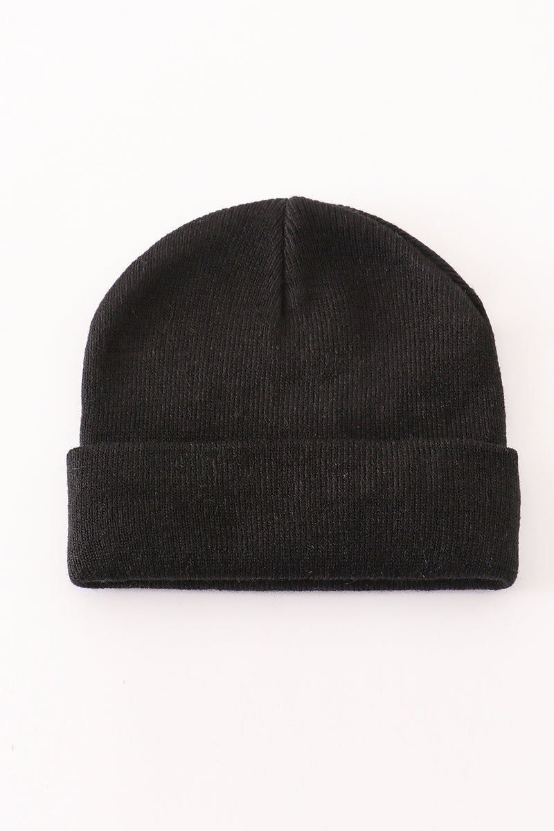 Black ribbed basic knit beanie hat - Aaria Tees Aaria Tees