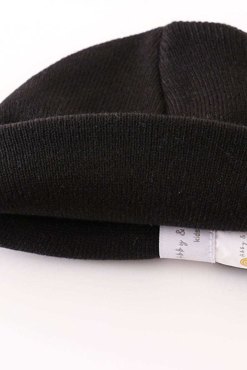 Black ribbed basic knit beanie hat - Aaria Tees Aaria Tees