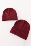 Burgundy ribbed basic knit beanie hat - Aaria Tees Aaria Tees