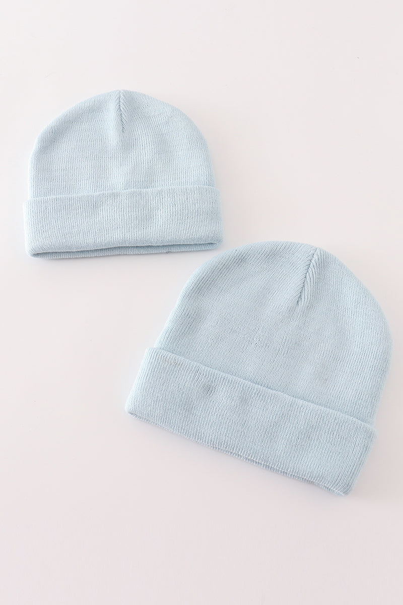 Blue ribbed basic knit beanie hat - Aaria Tees Aaria Tees