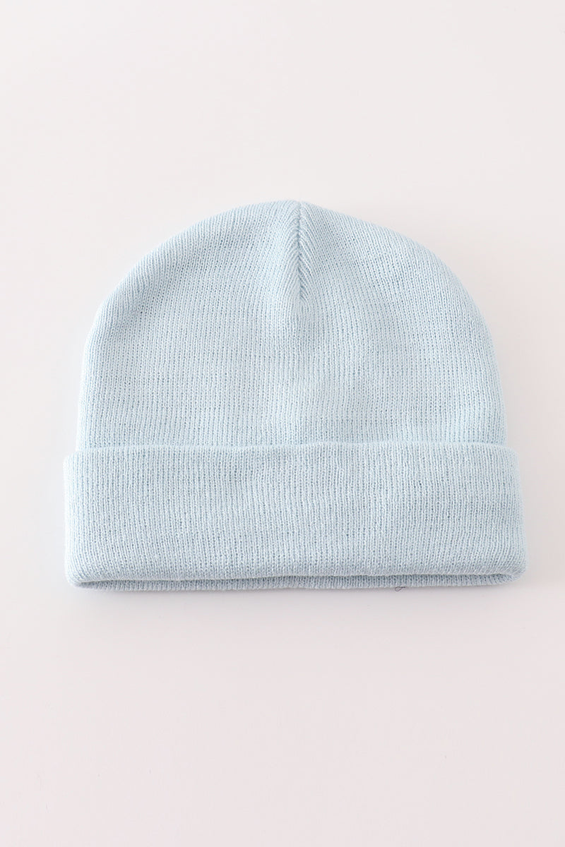 Blue ribbed basic knit beanie hat - Aaria Tees Aaria Tees
