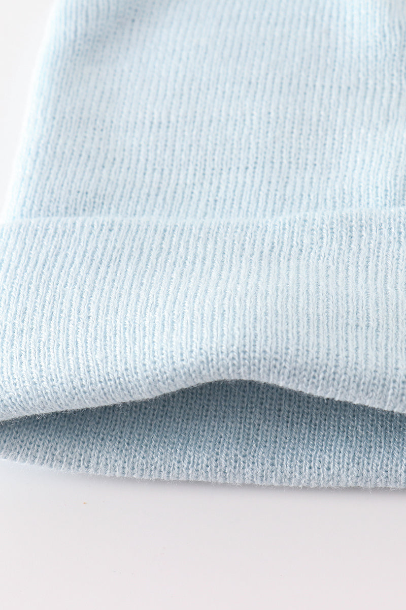 Blue ribbed basic knit beanie hat - Aaria Tees Aaria Tees
