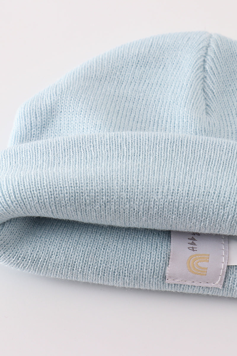 Blue ribbed basic knit beanie hat - Aaria Tees Aaria Tees