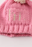 Pink pompom hi cable beanie hat - Aaria Tees Aaria Tees
