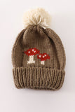 Brown pompom mushroom cable beanie hat - Aaria Tees Aaria Tees