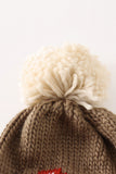 Brown pompom mushroom cable beanie hat - Aaria Tees Aaria Tees