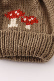 Brown pompom mushroom cable beanie hat - Aaria Tees Aaria Tees