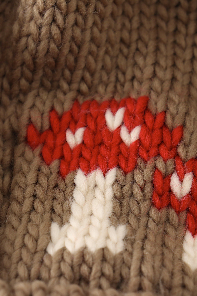Brown pompom mushroom cable beanie hat - Aaria Tees Aaria Tees