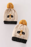 Beige pompom bee cable beanie - Aaria Tees Aaria Tees