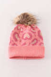 Pink pompom leopard cable beanie hat - Aaria Tees Aaria Tees
