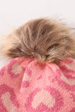 Pink pompom leopard cable beanie hat - Aaria Tees Aaria Tees