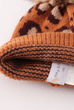 Brown pompom leopard cable beanie hat - Aaria Tees Aaria Tees