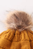Mustard pompom cable beanie hat - Aaria Tees Aaria Tees