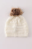 Ivory pompom cable beanie hat - Aaria Tees Aaria Tees