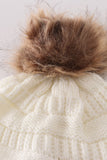 Ivory pompom cable beanie hat - Aaria Tees Aaria Tees