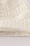 Ivory pompom cable beanie hat - Aaria Tees Aaria Tees