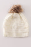Ivory pompom cable beanie hat - Aaria Tees Aaria Tees