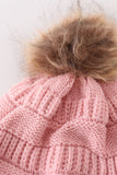 Pink pompom cable beanie hat - Aaria Tees Aaria Tees