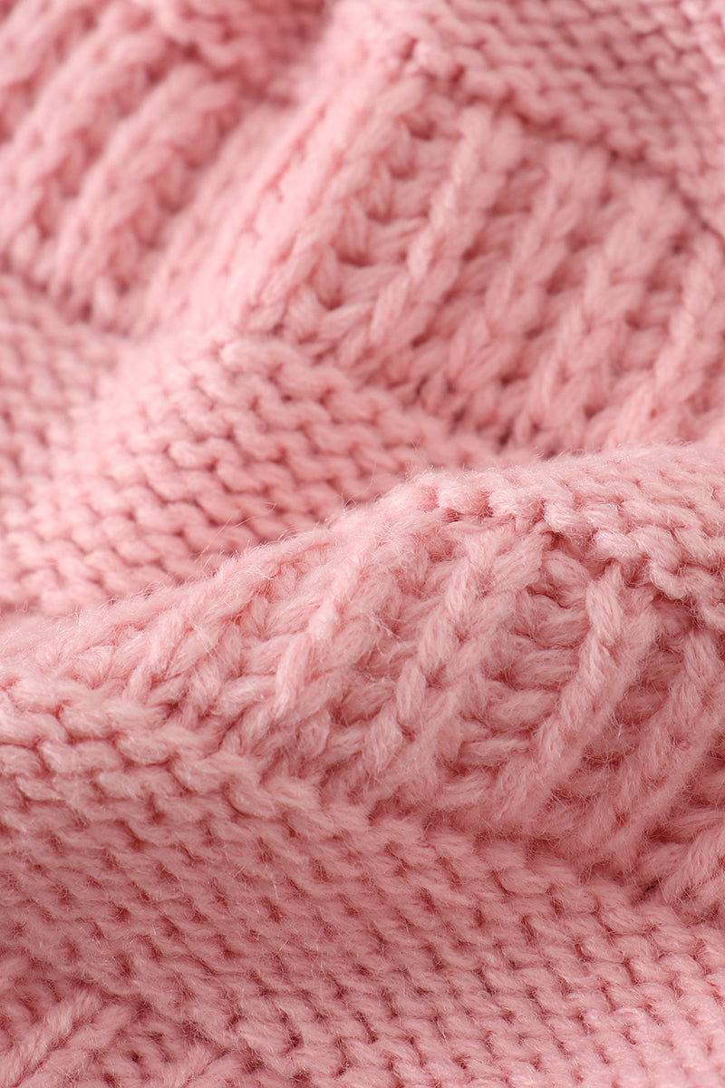 Pink pompom cable beanie hat - Aaria Tees Aaria Tees